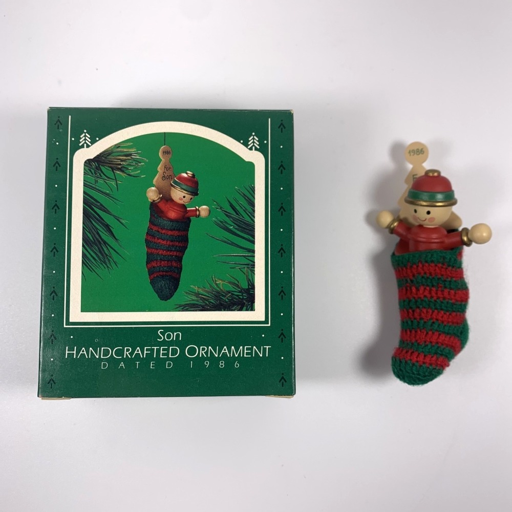 Hallmark Vintage Keepsake Ornament SON 1986 Boy In Stocking‎ New Old Stock